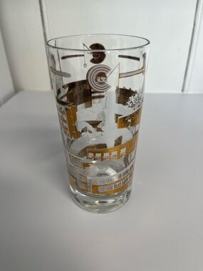 Vintage 22k gold etched highball glass circa 1950 1960s